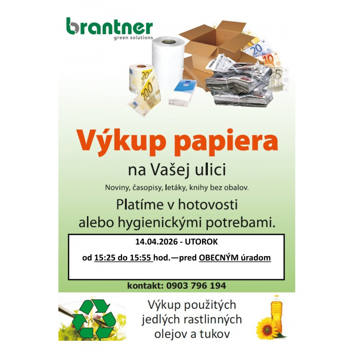 Výkup papiera a jedlého oleja 